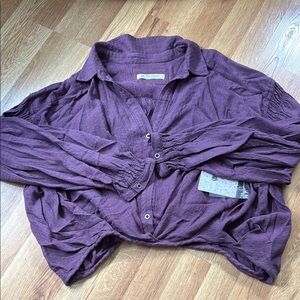 Free People We the Free Rockaway Oversized Crop Long Sleeve Shirt